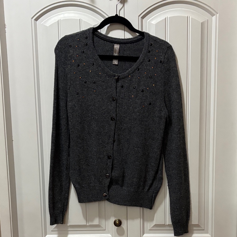 Mismash Charcoal Cardigan with Embellishments